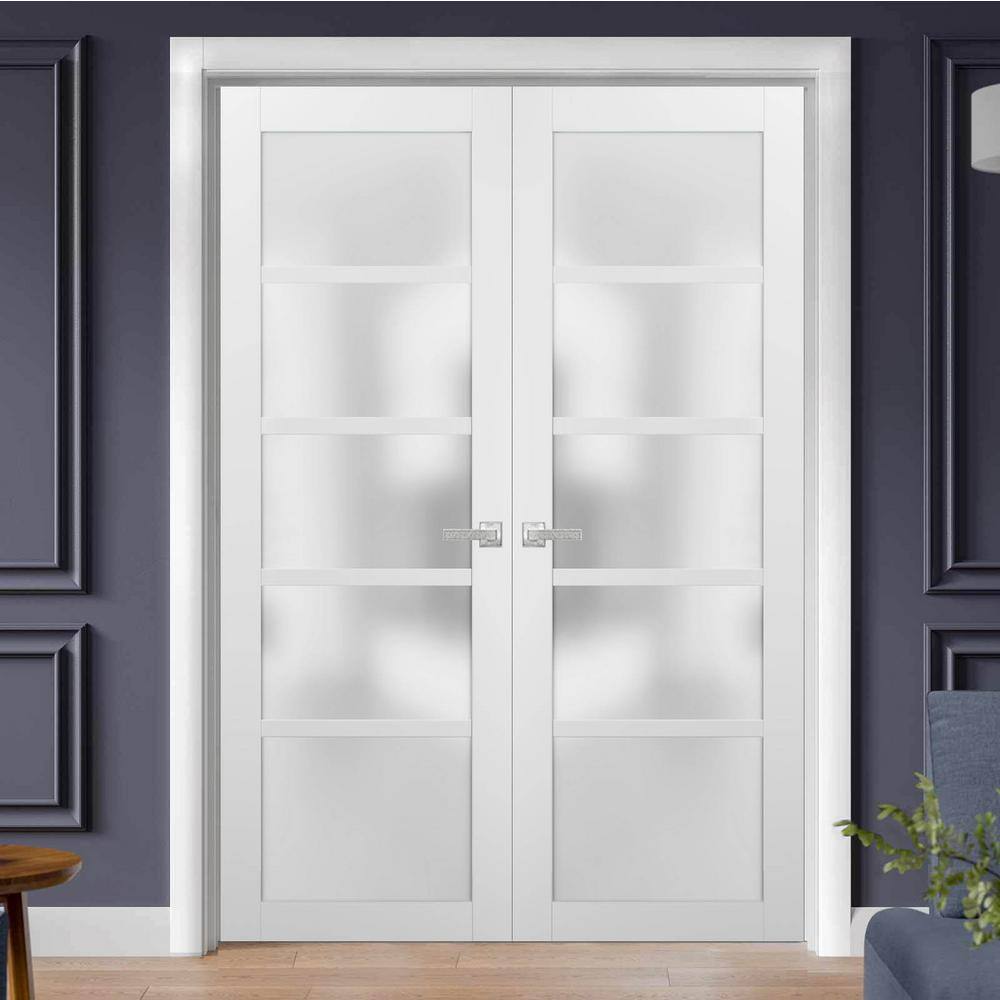 Sartodoors 56 in. x 96 in. Single Panel White Finished Pine Wood Interior Door Slab with Hardware